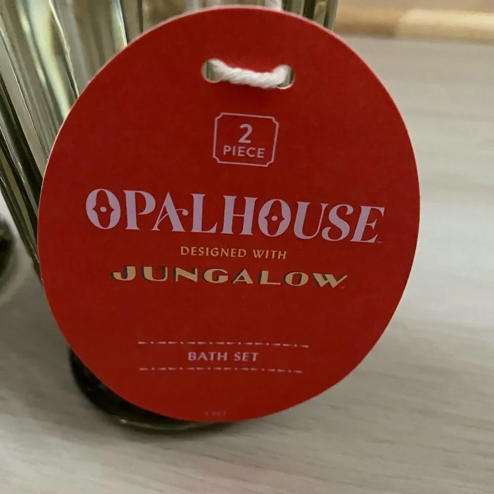 Opalhouse Jungalow Glass Bath Set Cup and Soap Pump